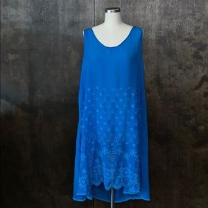 Johnny was embroidered beautiful blue dress